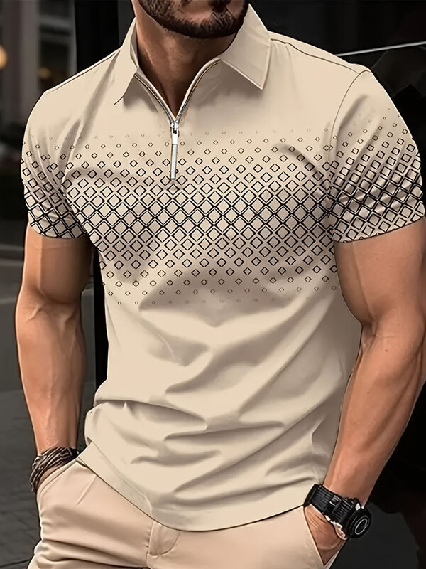 Maglietta da golf moda 3D t-shirt con cerniera POLO casual manica corta estate street abbigliamento abbigliamento uomo misurazione europea