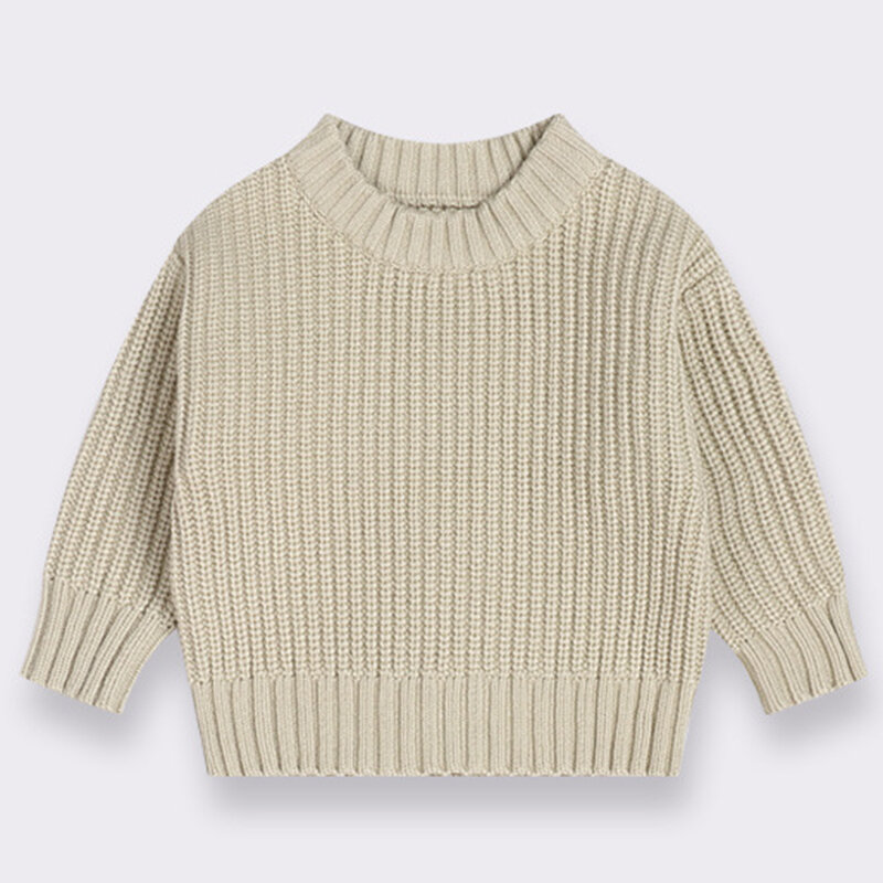 Suéteres de punto de manga larga para bebé, suéter de Color puro para niños y niñas, ropa de otoño e invierno