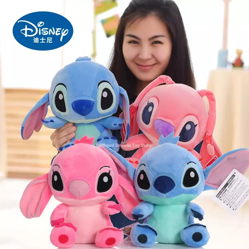Disney-muñecos de peluche de dibujos animados Lilo & Stitch para niños, Plushs Stich, azul, rosa, 20CM, regalos de navidad