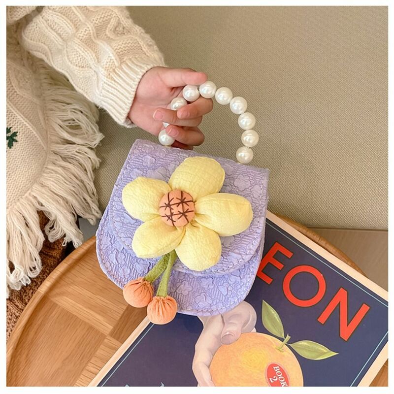 PU Mini Shoulder Bags New Flower Pearl Small Satchel Purse Girls