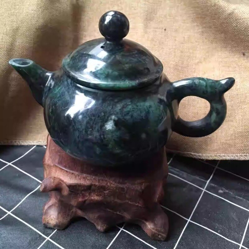 Real Jade Tibetan Jade Teapot Medicine King Stone Tea Set Wine Pot Okho Household Teapot
