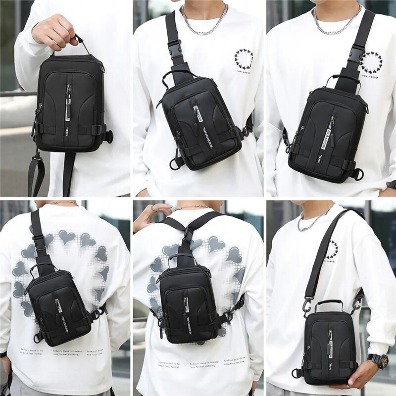 Men's Sling Crossbody Bag Anti-theft Chest Shoulder Messenger Backpack with USB Port for Outdoor Sports Traveling