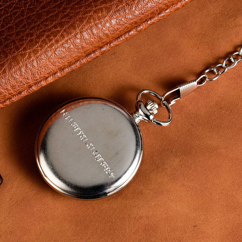 Reloj de bolsillo de cuarzo tallado de Metal completo para hombres, caja grabada, reloj de cadena Fob para regalo de colección, pantalla analógica, Plata Vintage