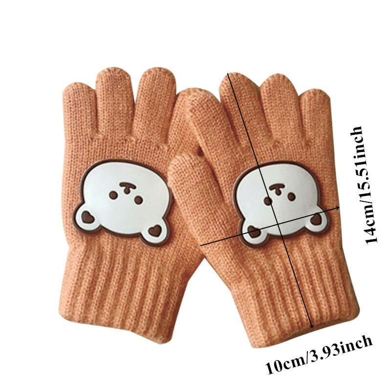 Зимние теплые детские перчатки из шерстяной пряжи, 1 пара, плотные вязаные детские варежки с пальцами для детей, зимние детские перчатки для лыжного спорта