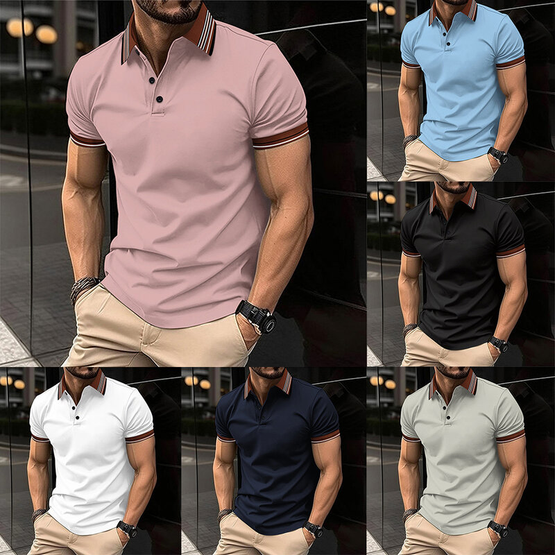 Casual Top T Shirt Men Short Sleeve Holiday Soft Stylish Summer Turn-Down Collar Comfortable Daily High Quality