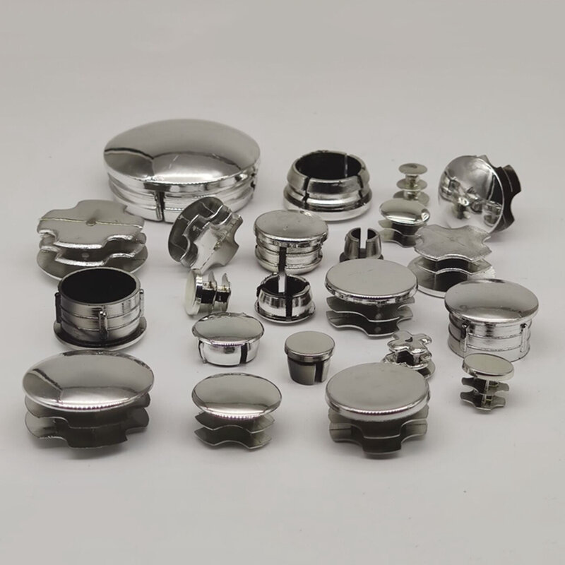 Galvanizado Plug plástico, Plugs tubo redondo, Bung Insert, rolha, tubo de aço inoxidável, Blanking End Cover Caps, prata, 10pcs