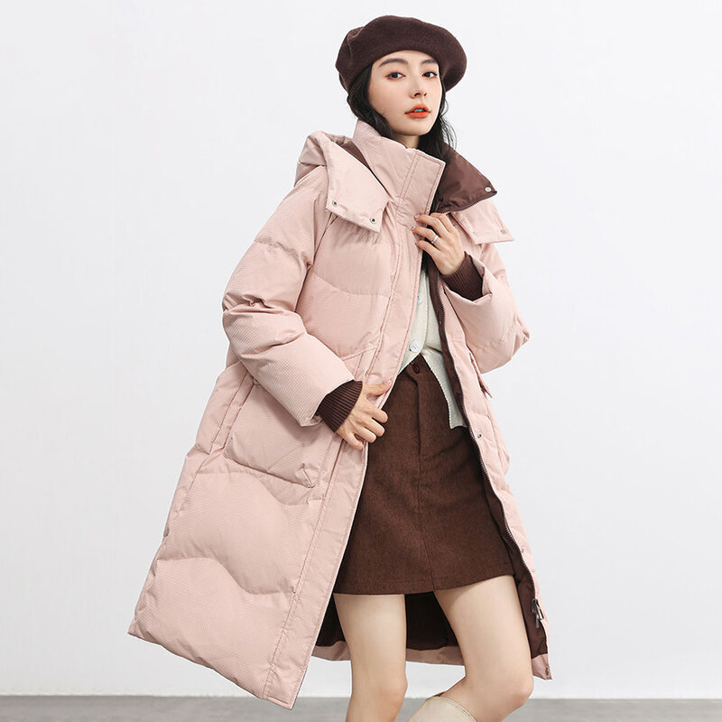 Fashion Baru Wanita Down di musim gugur musim dingin 2023 adalah mantel berkerudung sederhana serbaguna, hangat.