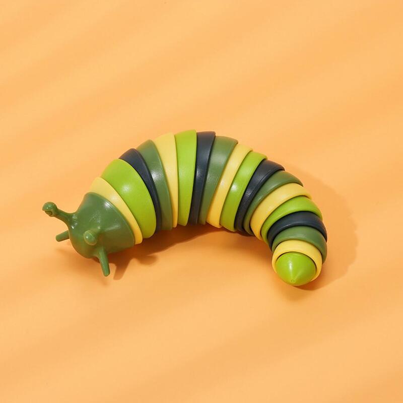 Mainan bentuk ulat warna-warni mainan Fidget ulat warna-warni mainan siput penghilang stres portabel untuk anak-anak dewasa lucu untuk ulang tahun