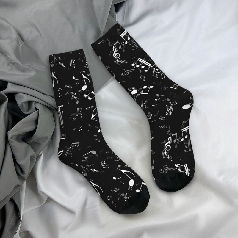 Забавные мужские носки черно-белые музыкальные ноты в стиле ретро Харадзюку музыкальные ноты в стиле хип-хоп Новинка узорные сумасшедшие носки с принтом в подарок