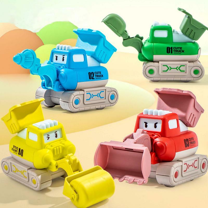 Veículos de Construção com Formato Fofo - Carrinhos de Brincar de Construção Veículos de Engenharia com Funcionamento por Atrito - Brinquedos de Carros de Brinquedo Simulam.
