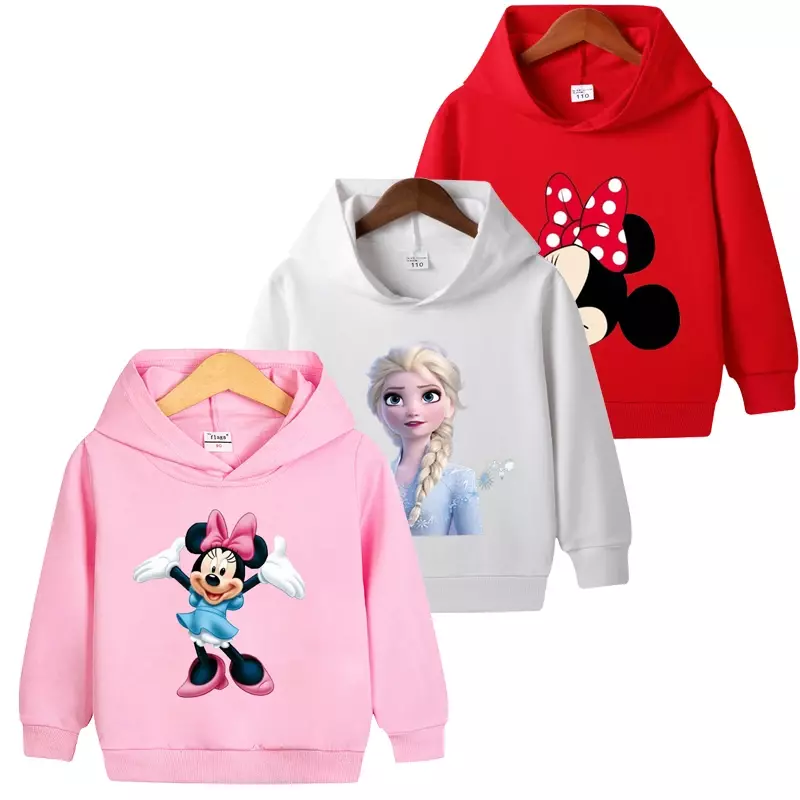 Disney Minnie 1-12 Years Baby Girls Frozen Hoodies Sweatshirts Girls Hoodies Kids Cartoon Hoodie Sweatshirt Tops Infant Clothes