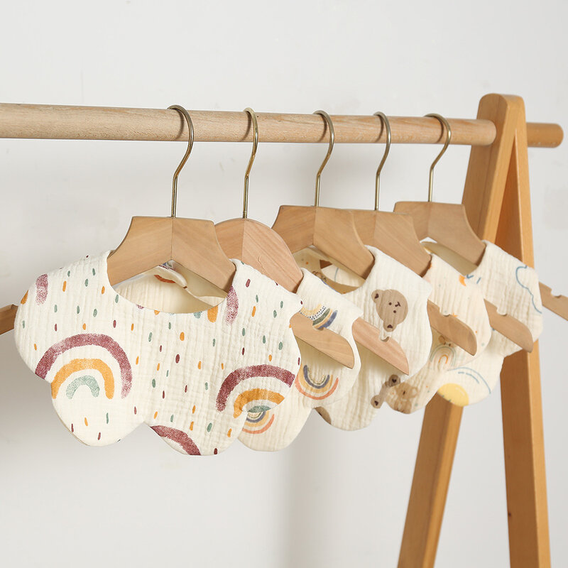 Korean Style Cotton Gauze Baby Feeding Bibs Summer Soft Petal Infants Print Saliva Towel Newborn Toddler Burp Cloth Kids Bib New