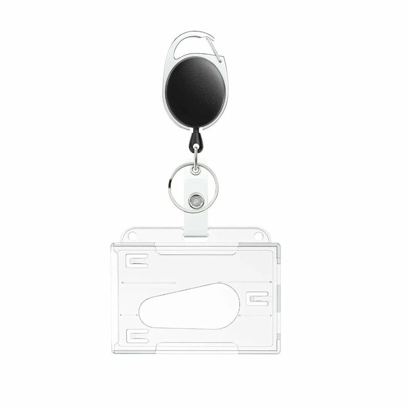 Multifunctional Simple Employee Pass Work Card Case Transparent ID Card Cover with Keychain