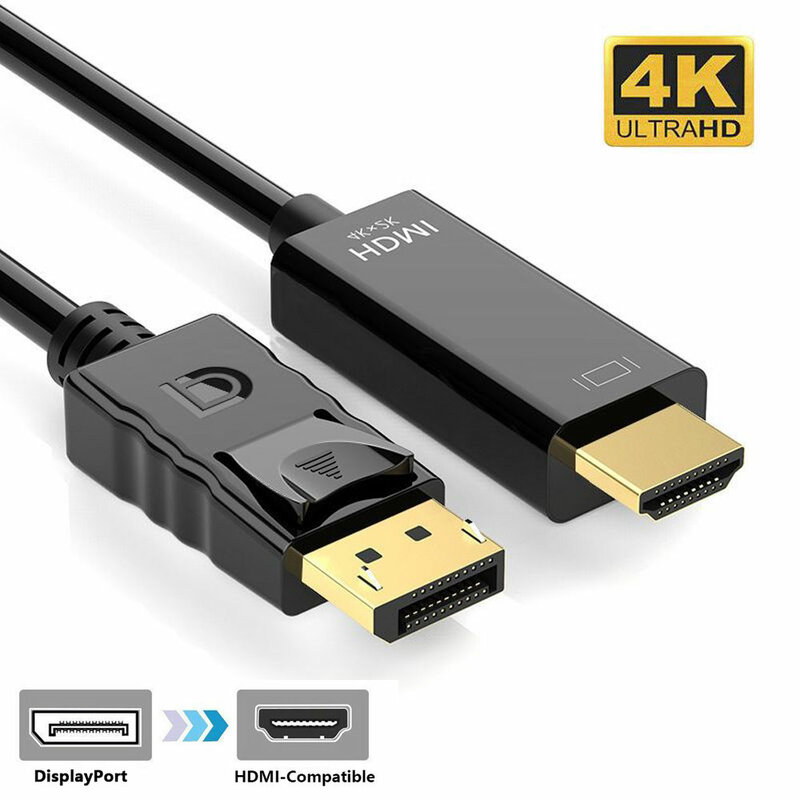 DP DisplayPort Ke HDMI-Kompatibel Adaptor Connecto Converter 1.8M Kabel 2K 4K 1080P untuk Desktop Laptop PC TV Monitor Proyektor