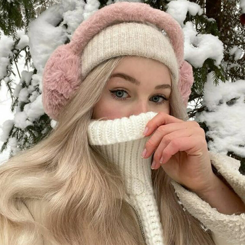 Comfortable Stylish Winter Thermal Unisex Fluffy Ear Covers Soft Unisex Earmuffs Solid Color for Hiking