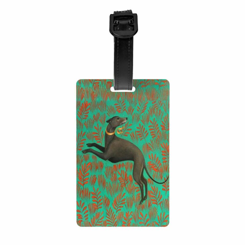 Etiquetas de equipaje de Arte de flores de galgo Sihthound personalizadas, Etiquetas de equipaje de animales de perro, cubierta de privacidad, etiqueta de identificación