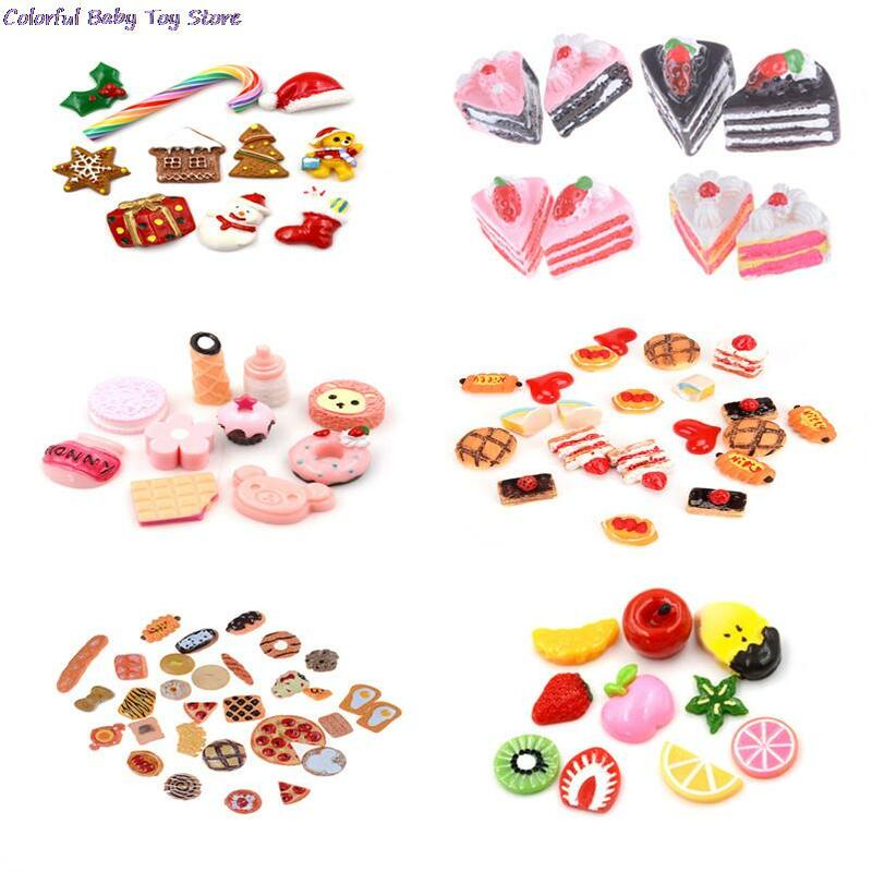 귀여운 미니 놀이 장난감, 과일 음식 케이크, 캔디 과일, 함부르크 비스킷, 도넛 미니어처, 인형 액세서리, 주방 놀이 장난감