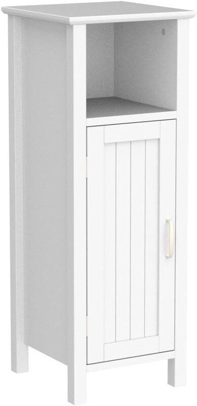 Armário de armazenamento do assoalho do banheiro com dispositivo Anti-derrubando, prateleira ajustável 3-Height, armário lateral autônomo, madeira