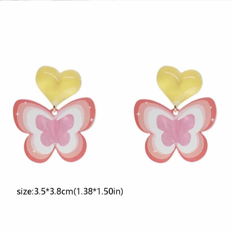 Orecchini a farfalla in acrilico personalizzati in lega arcobaleno colorati piccoli orecchini freschi accessori in stile coreano estate