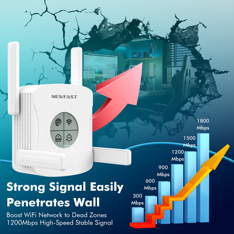 WiFi6 ripetitore 1800Mbps Smart OLED Wireless Router ripetitore 2.4G/5GHz WiFi Extender porta Gigabit 4 Antenna amplificatore di segnale