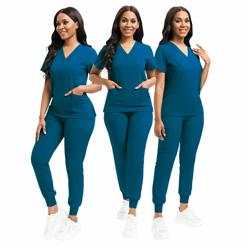 Fast Delivery High Quality V-Neck Fashionable Burgundy Navy Blue Multi-color Unisex Medical Nursing Scrubs Uniforms
