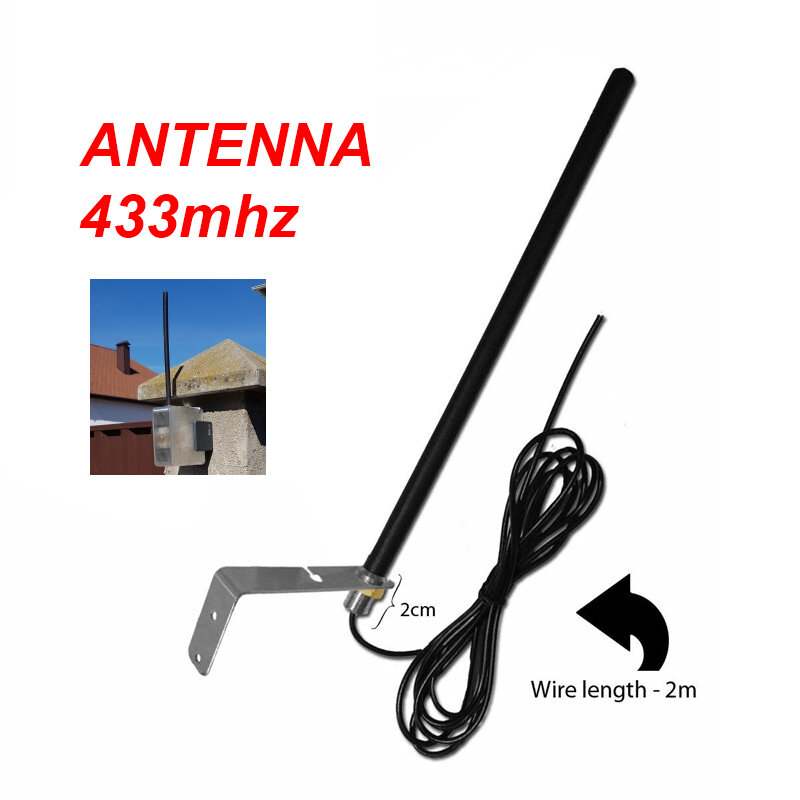 Zewnętrzna wodoodporna antena 433MHz Ultra-duża odległość przedłużacz do otwieracza zdalnie sterowany przekaźnik do bramy do drzwi garażowych