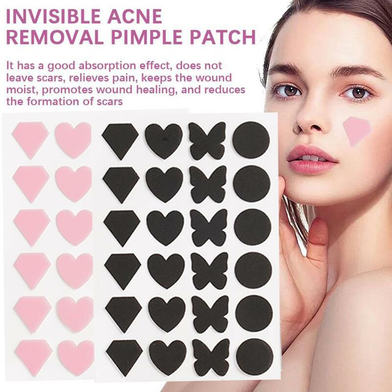 Acne Pimple Patch para homens e mulheres, Cuidados com a pele do rosto, 2 tamanhos, invisível, cura profissional, adesivo absorvente, cobertura, 24 unidades