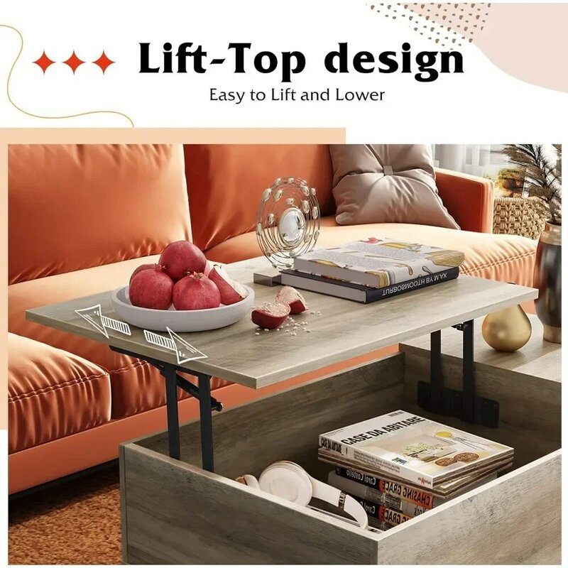 Cofee Table Living Room Small Hidden Compartment and Adjustable Shelf Coffee Tables Modern Center Café Furniture
