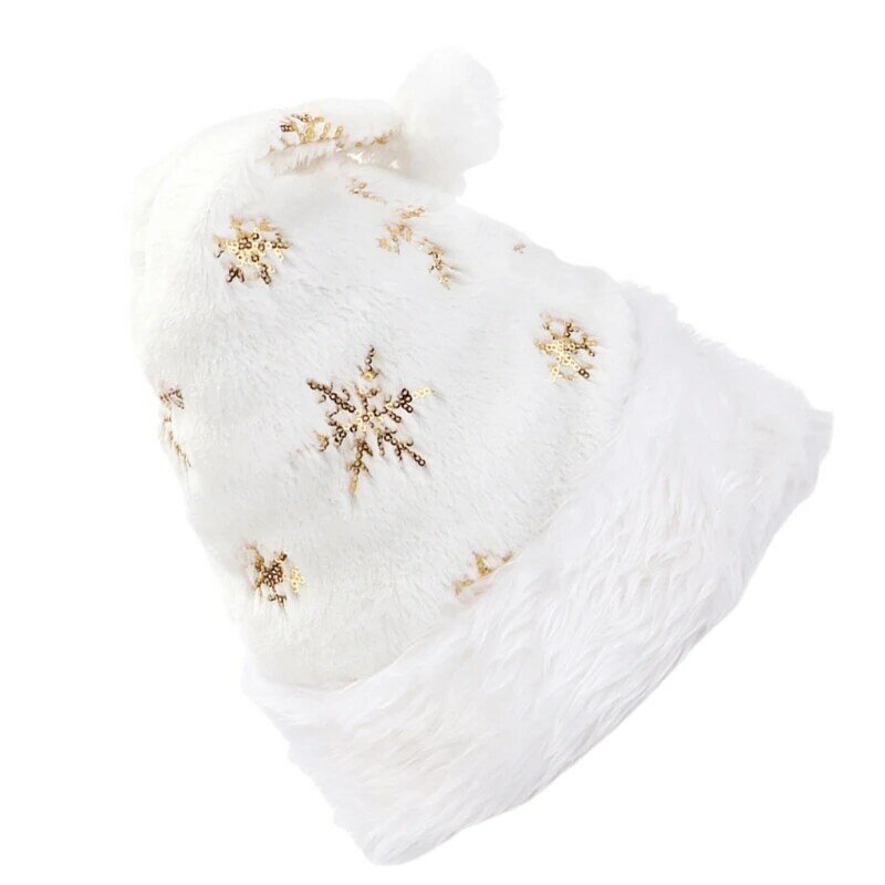 Pluszowa świąteczna czapka Świętego Mikołaja Puszysta czapka świąteczna na cekinowy płatek śniegu na Cosplay Pa