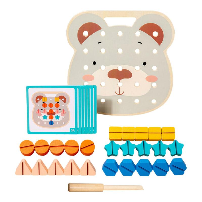 Puzzle bentuk, mainan papan sekrup rakitan rakitan, keterampilan dasar portabel untuk anak-anak, hadiah Prasekolah