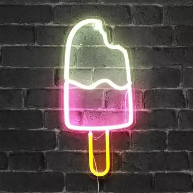 Ice Cream LED ปากการูปหัวใจแสงหลอดนีออนสำหรับเด็กบาร์ห้องนอน Home Party ตกแต่งผนังนีออนโคมไฟคริสต์มาสขอ...