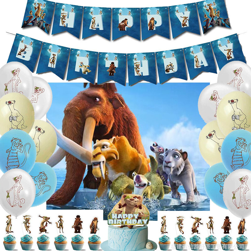 Film animowany epoka lodowcowa dekoracja urodzinowa Buck dziki balon tło Banner Party Supplise Baby Shower zabawka dziecięca