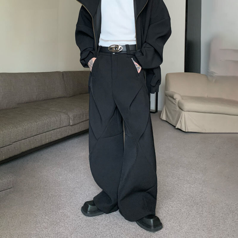 NOYMEI-pantalones de traje ancho para hombre, pantalón plisado de diseño de nicho, Color sólido, holgado e informal, a la moda, primavera, 2024, WA3629