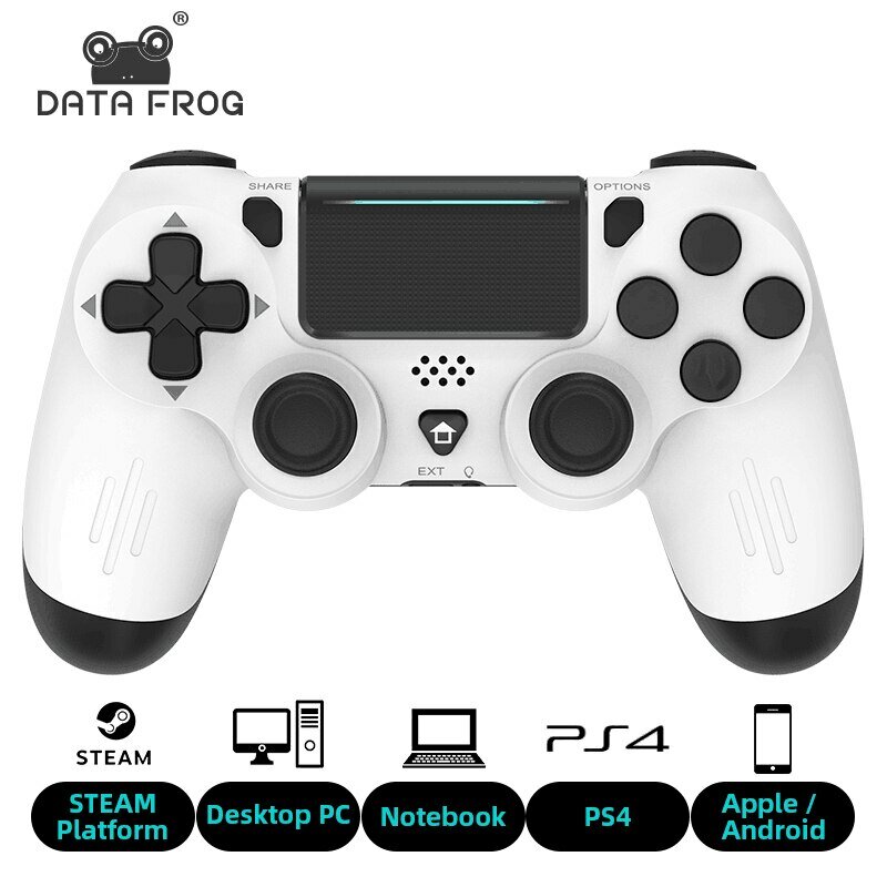 Kontroler gier DATA FROG kompatybilny z Bluetooth dla PS4/Slim/Pro bezprzewodowy pad do gier na PC podwójny joystick wibracyjny dla IOS/Android