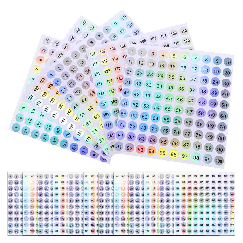 20 Sheets of Round Digital Stickers Multi-function Number Sticker Number Labels Stickers