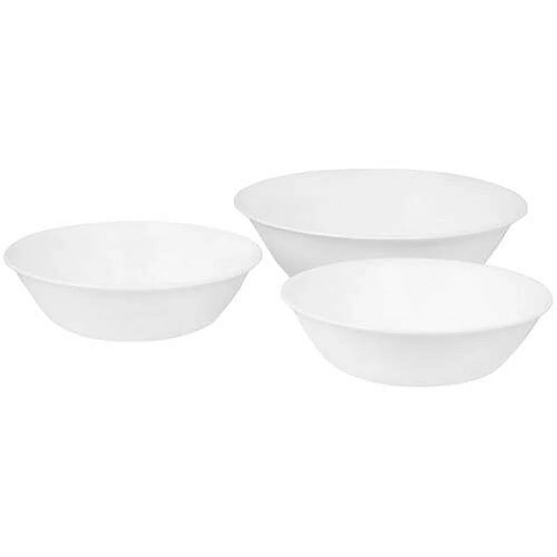 Corelle mangkuk saji 2 Quart putih es musim dingin klasik, Set 3