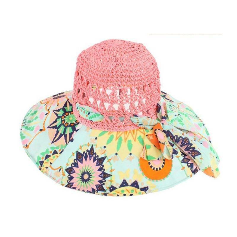 Sombreros de paja de ala ancha para mujer, gorros grandes de playa, protección UV, plegable, sombrilla, moda de verano, 2023