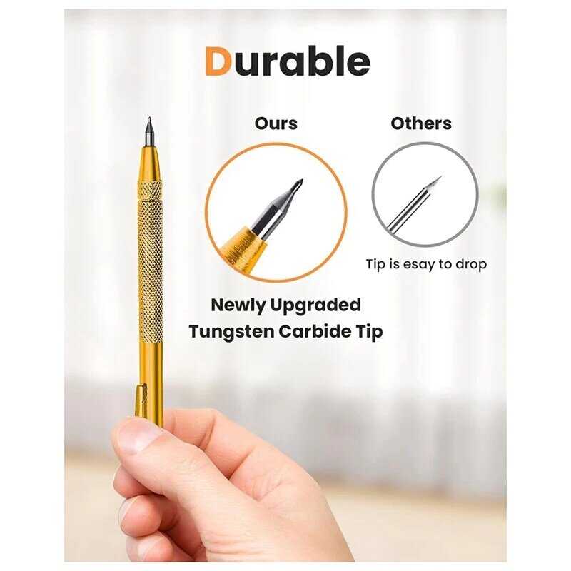 4 Pack Tungsten Carbide Scriber With Magnet, Metal Scribe, With Extra 24 Replacement Marking Tip And Steel Ruler