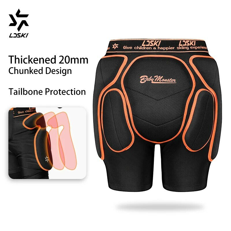 LDSKI Ski Impact Shorts Knee Pads Children ThreeLayer Hip Protection Snowboard Butt Safeguard Tailbone Protective Roller Pants