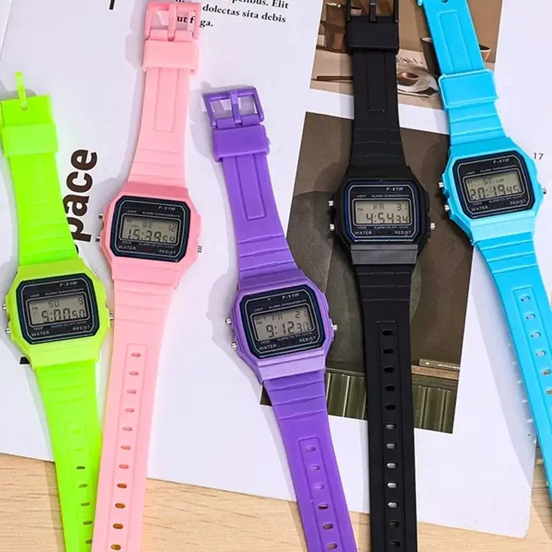 Fratios W-Montre numérique LED en silicone pour hommes et femmes, montres-bracelets électroniques, horloge vintage, sport militaire, mode pour enfants