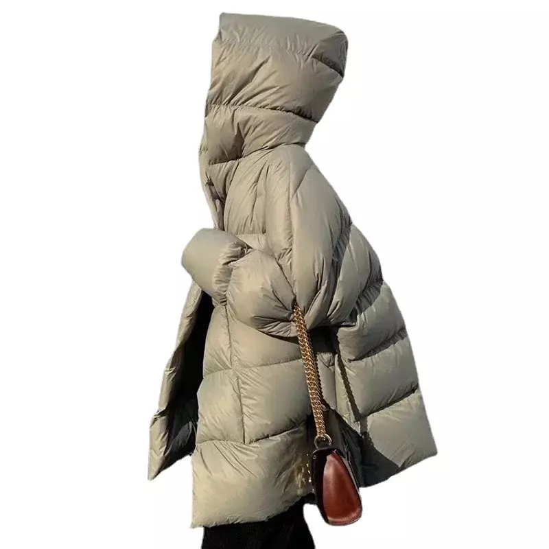 2024 New Winter Women White Duck Down Puffer Hoodies Jackets Coats Windproof Ski Warm Short Coats
