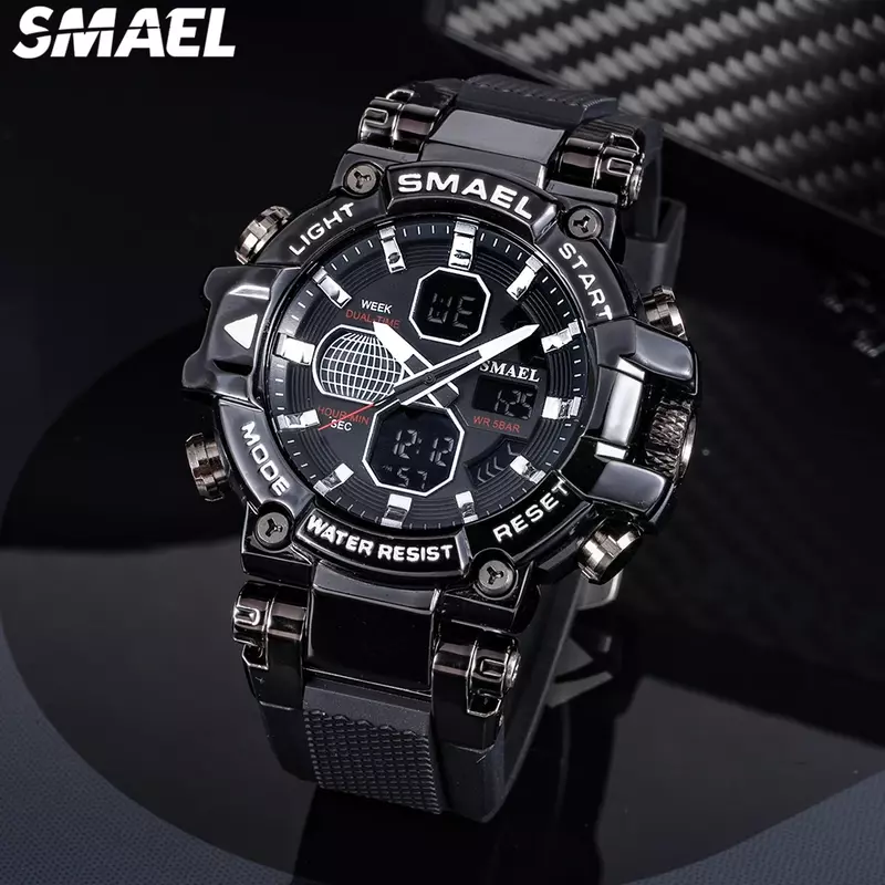 SMAEL-Relógio eletrônico impermeável masculino, liga colorida, multifuncional, esportes ao ar livre, 8027