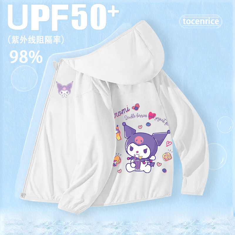 Sanrio Cinnamoroll Kuromi vestuário protetor solar infantil, casaco respirável fino dos desenhos animados, protetor solar para menino e menina, Y2K, novo, verão