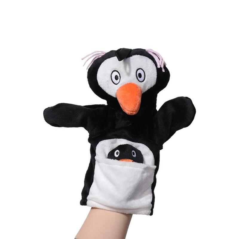 Marionetas de mano de felpa para niños y padres, marionetas de dedo de pingüino lindo, Chick Rabbit, marionetas de animales para contar historias