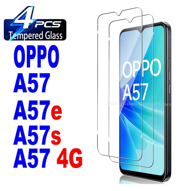 Vidrio templado para OPPO A57, 4G, A57s, A57e, película protectora de pantalla, 2/4 Uds.