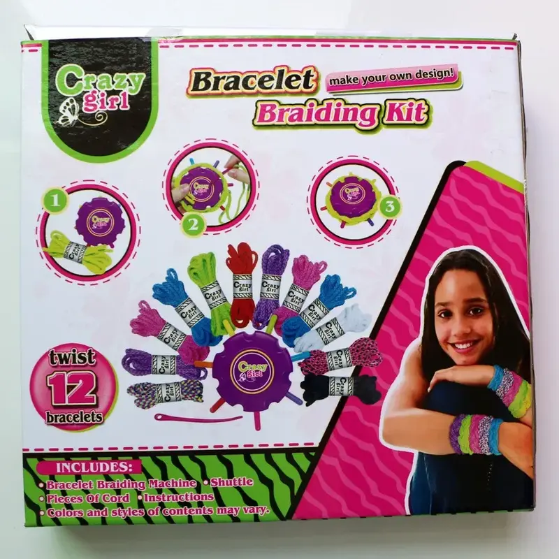 [Lucu] Buat desain Anda sendiri gelang kepang kit DIY putar 12 gelang mainan tali pelangi mesin tenun mainan belajar hadiah anak perempuan