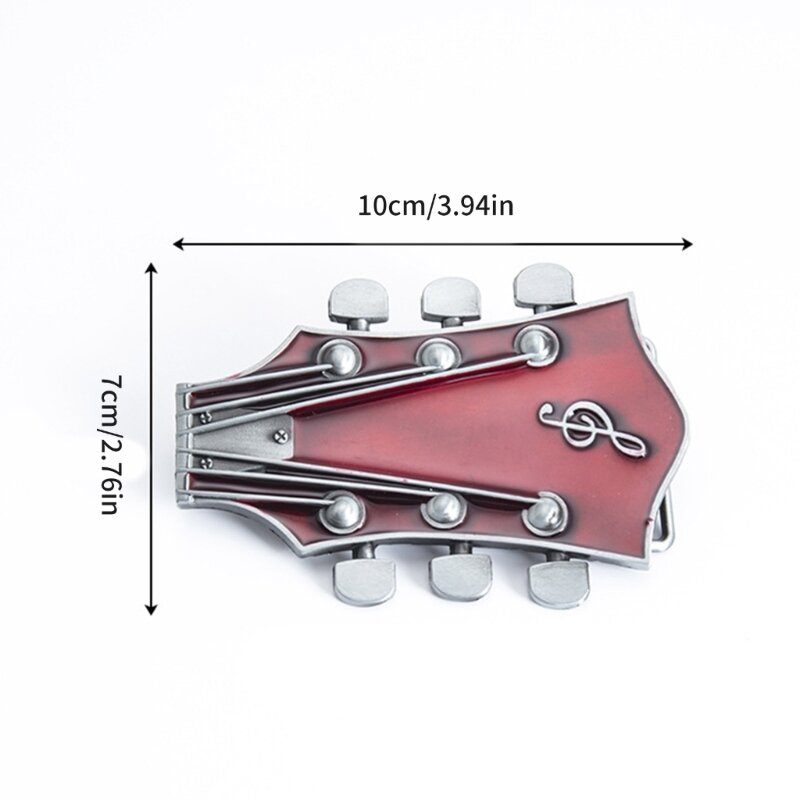 Strumenti per cintura in stile rock con fibbia per cintura in metallo multicolore a forma chitarra per adulti