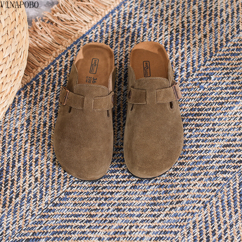 Neue Boston Clogs Hausschuhe für Frauen Männer Kork Fußbett Sandalen weibliche Wildleder Panto letten Rutschen mit Bogen Unterstützung Strands chuhe