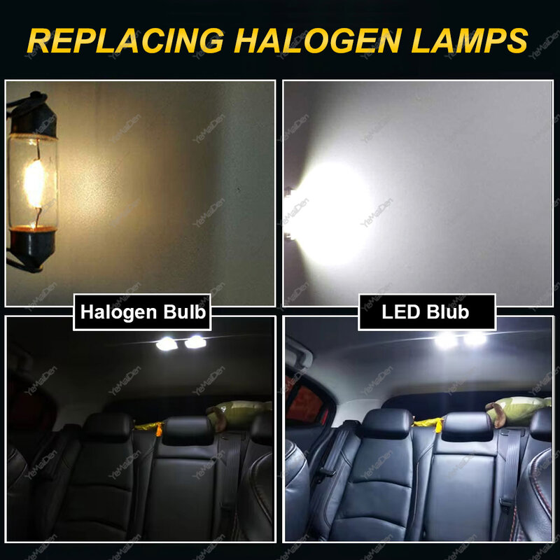 Ampoule LED blanche pour intérieur de voiture, lampe de lecture, lampe de plaque de planificateur de coffre, C5W, C10W, COB, 31mm, 36mm, 39mm, 41mm, 12V, 4/10 K, 1 pièce, 6500 pièces