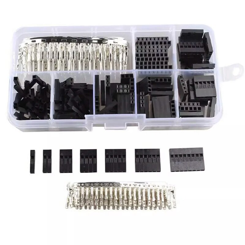 310 buah/set 2.54mm pria + wanita kawat Dupont kabel jalur Jumper 1/2/3/4/5/6/8 Pin konektor Header Kit DIY elektronik